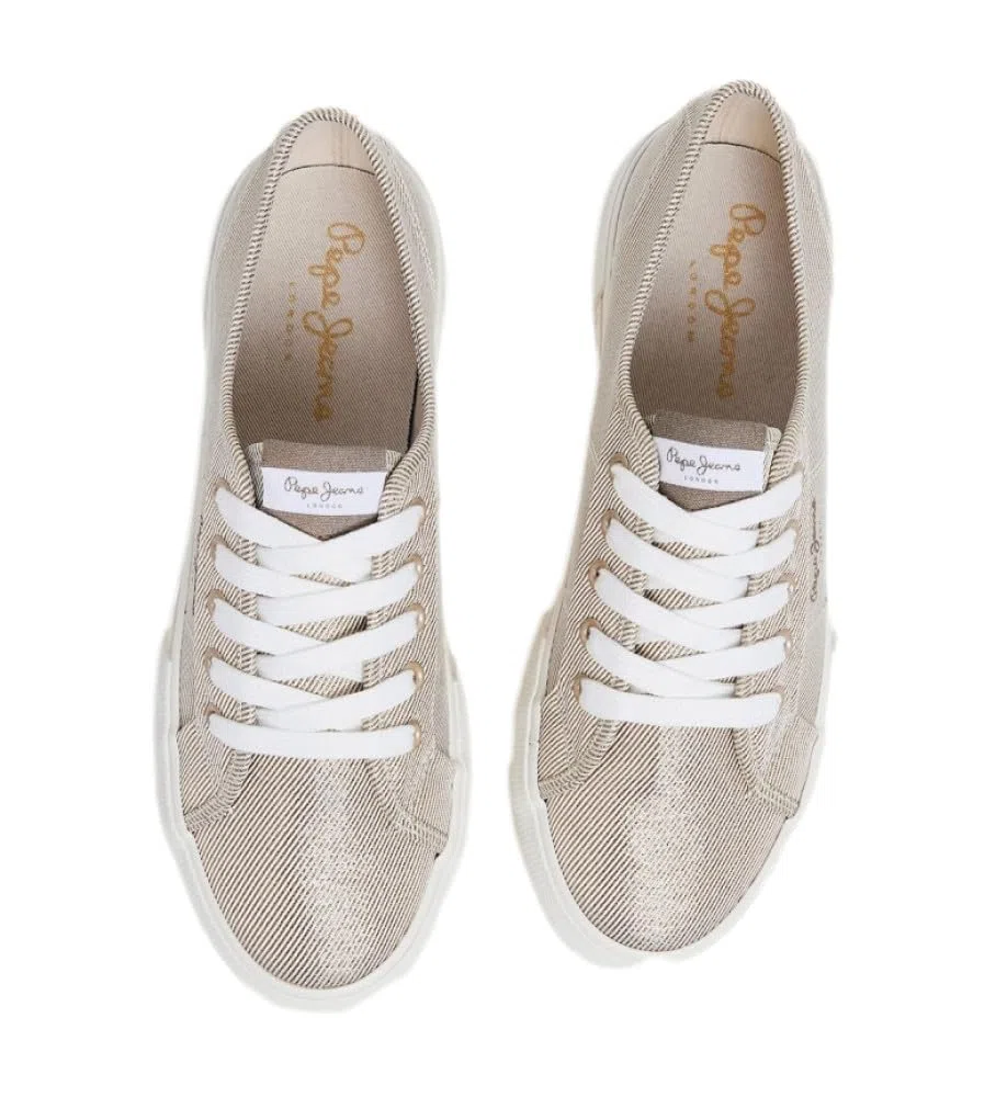 Pepe Jeans Sneakers Beige in Tela con Logo Brady