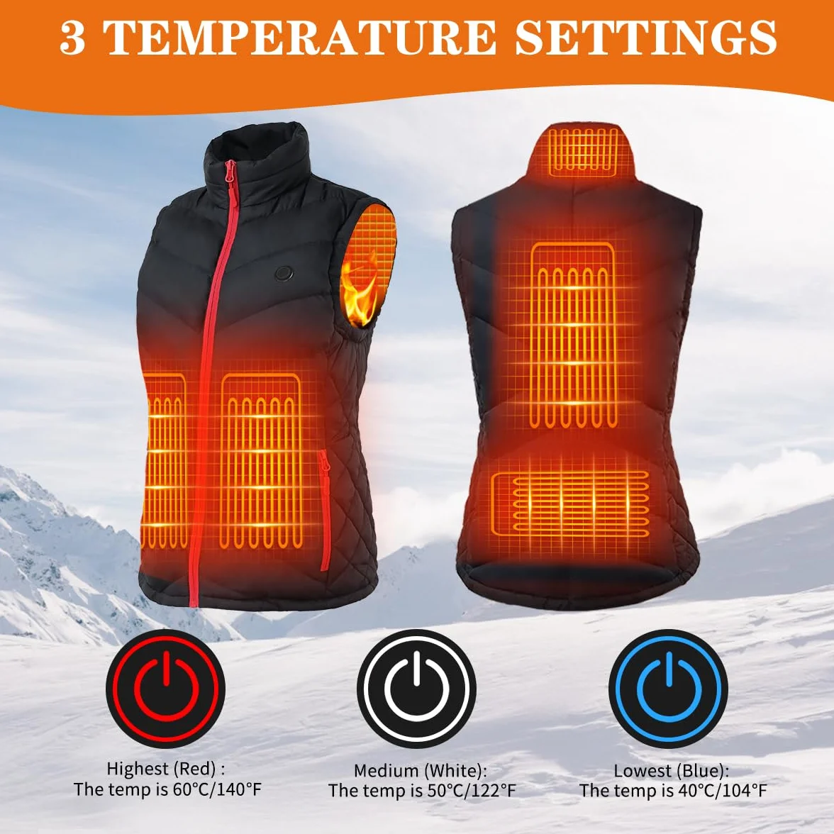 Gilet Riscaldato da Donna con Batteria 10000mAh, Gilet Elettrico Invernale Leggero Slim Fit Ricaricabile USB con Tasche – Ideale per Outdoor, Escursionismo, Sci, Regalo Invernale