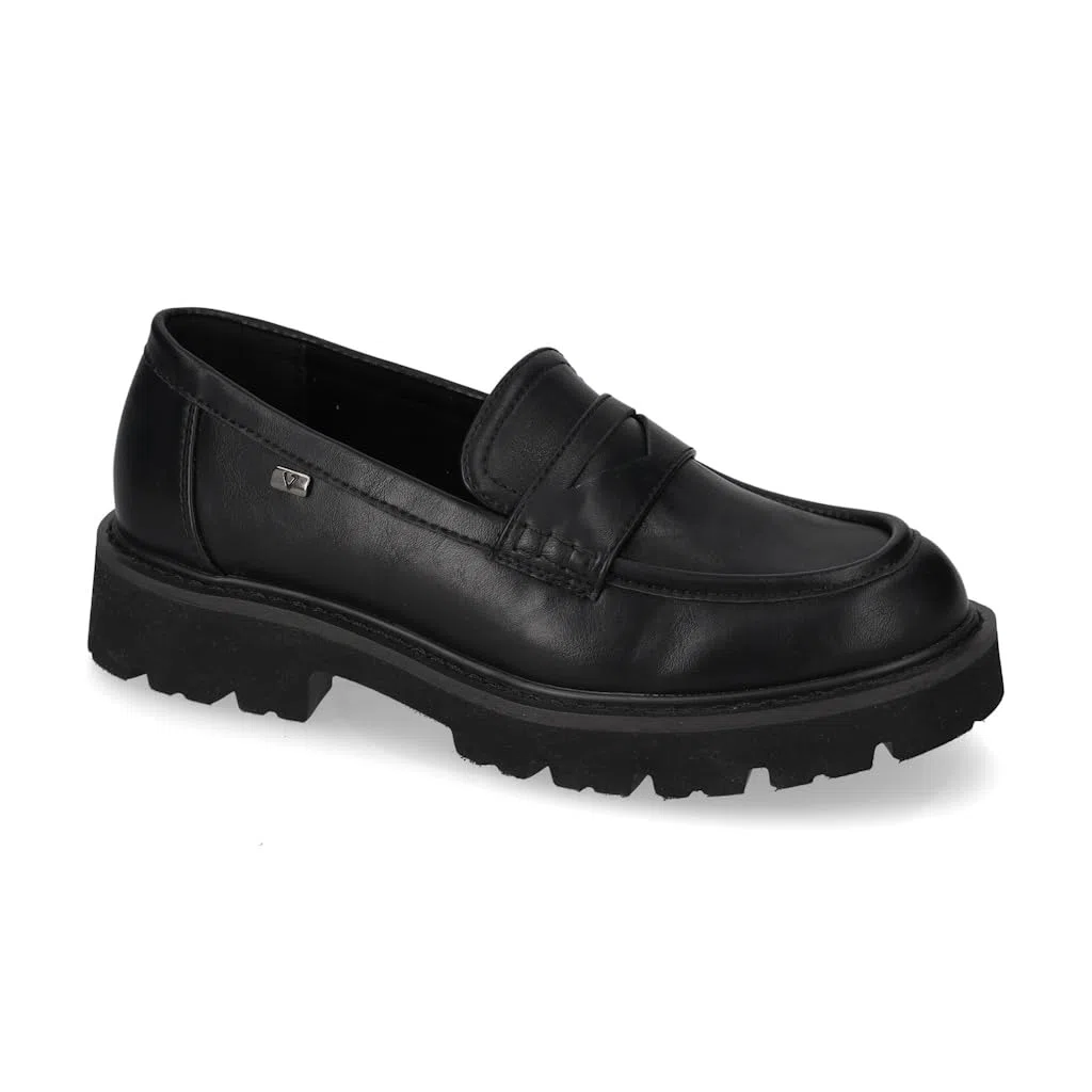 Valleverde 44520 Mocassini Casual Donna Pelle Sintetica Nero Tacco Grosso 3Cm Suola Gomma