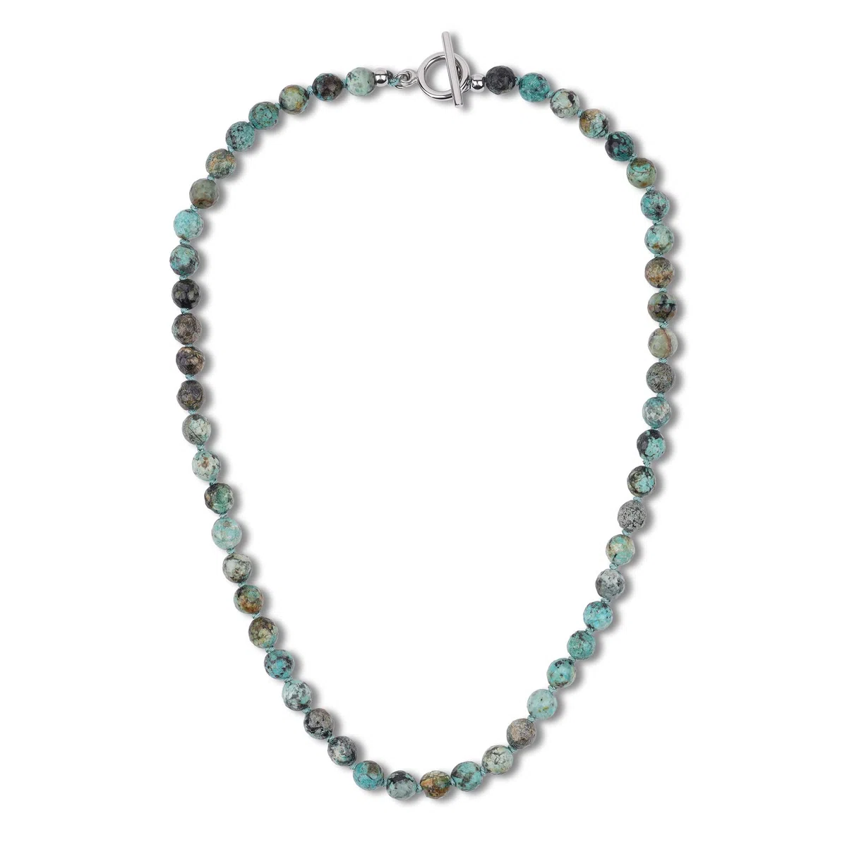 GAVU Collana da Uomo con Perline di Pietre Dure, Collana Pietre Naturali Uomo con Perle Annodate a Mano e Chiusura OT, Turchese Africano, Occhio di Tigre, Ossidiana, Amazzonite, Howlite