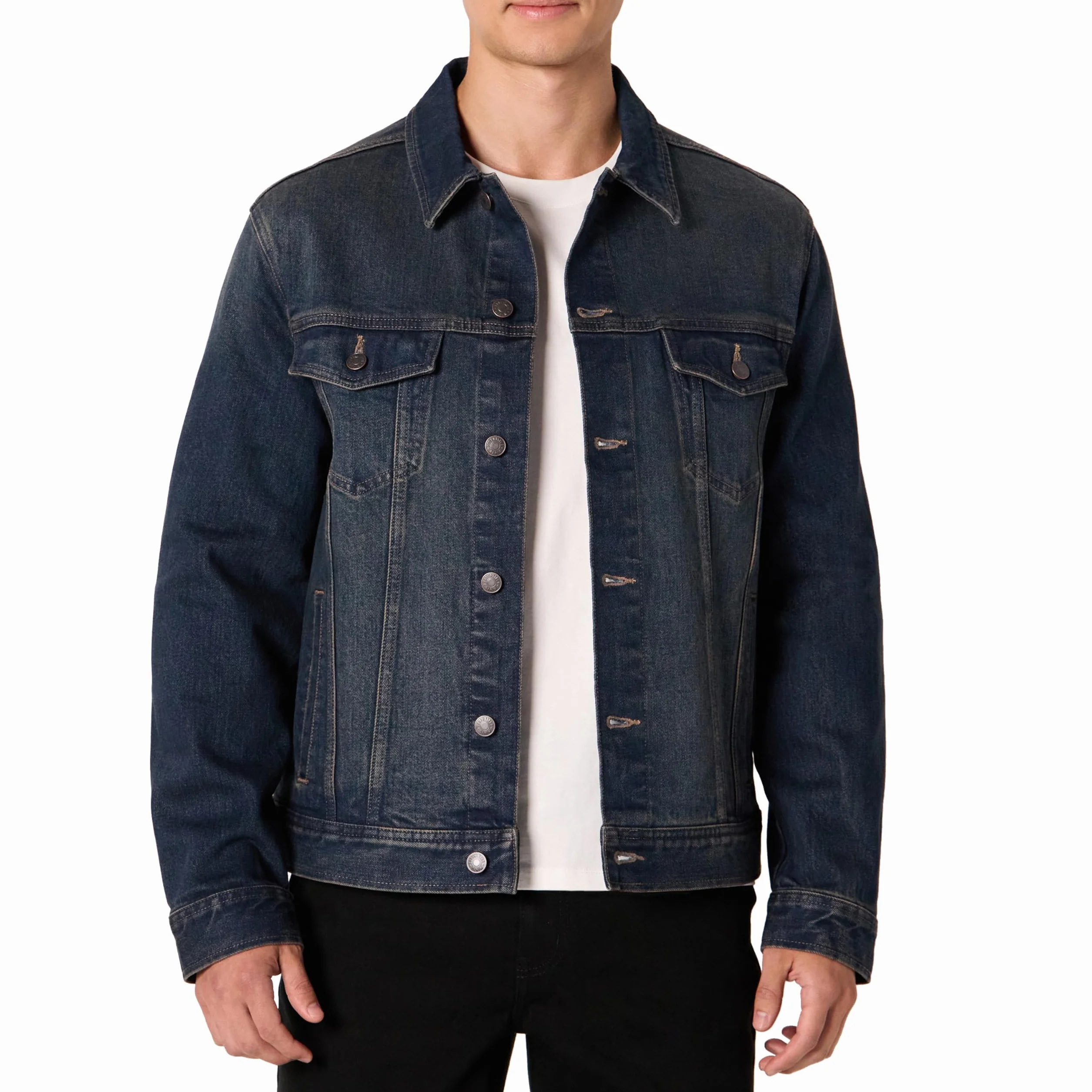 Amazon Essentials Uomo Giacca in Denim a Bassa Elasticità con vestibilità Regolare