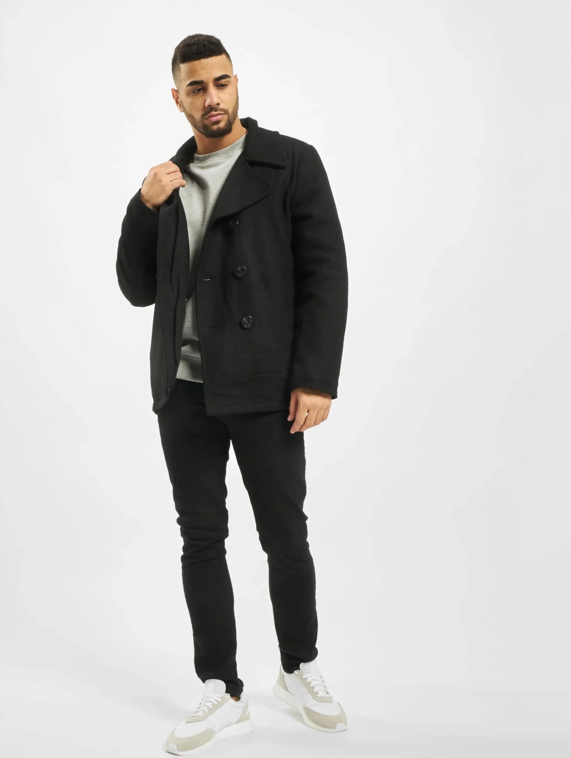Brandit Pea Coat Uomo Giacca in stile uniforme nero Regular