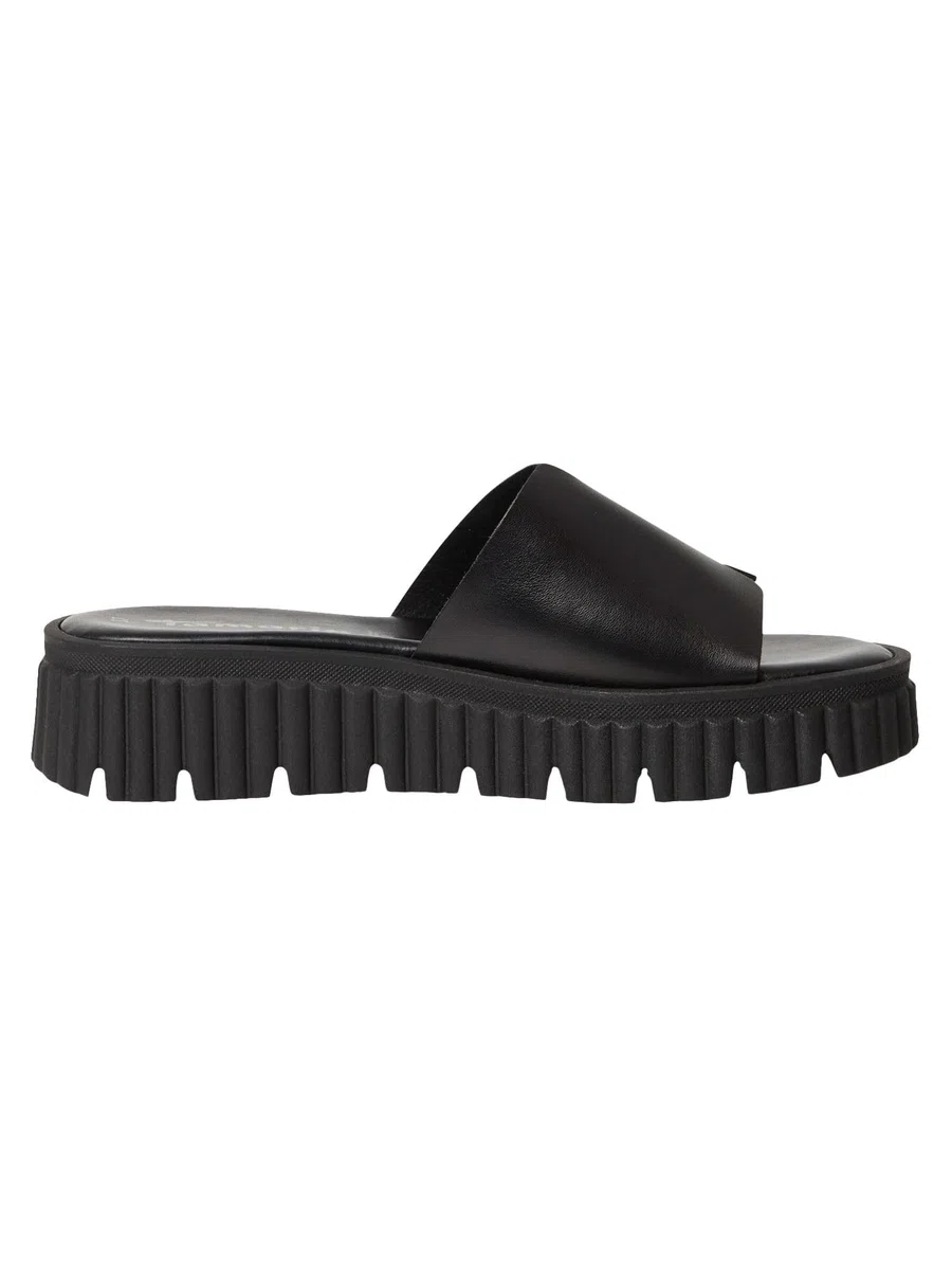 Tamaris Donna pantolette con tacco a zeppa in pelle nero 40 EU