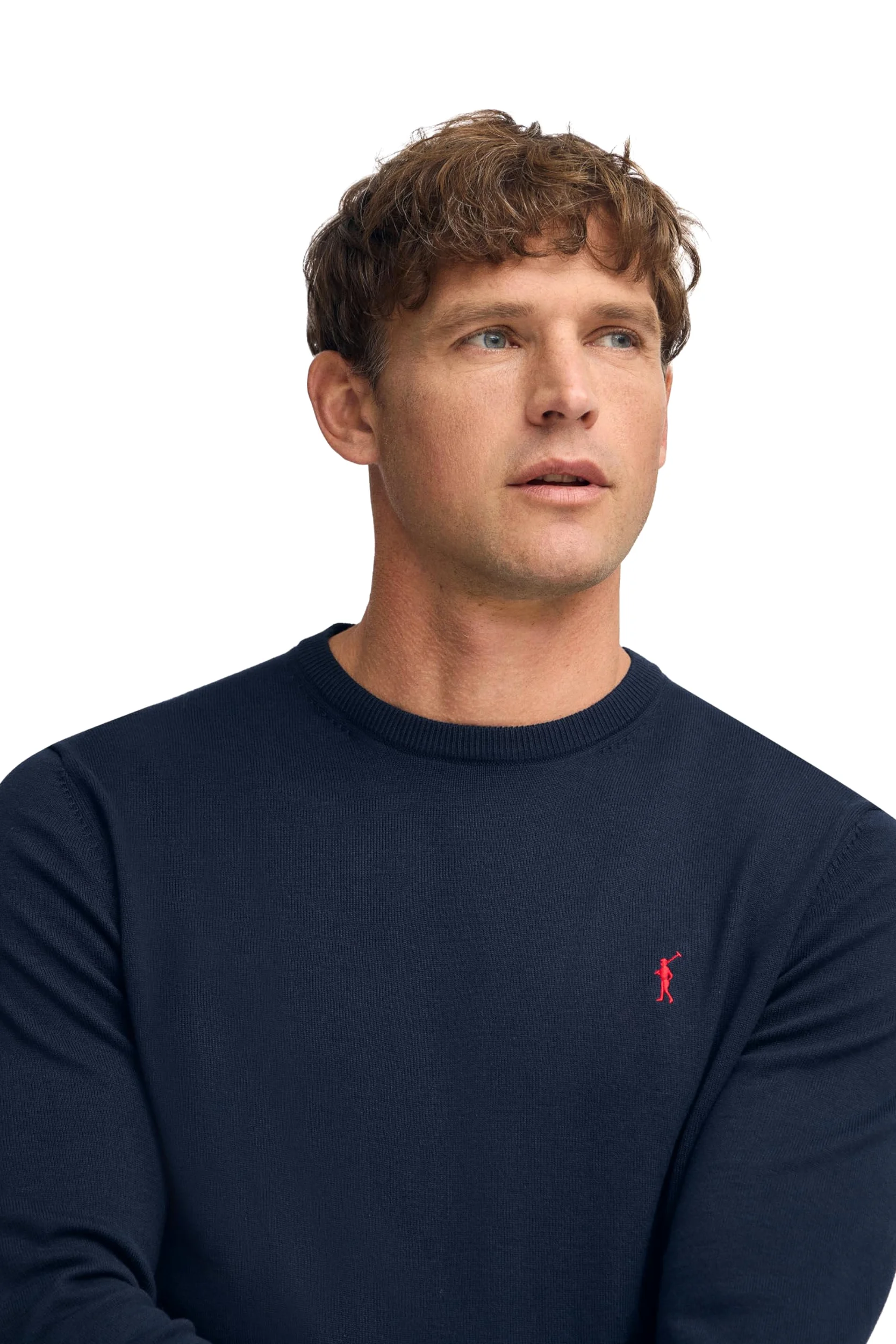 Polo Club Maglione a Treccia da Uomo con Logo e Scollo Tondo