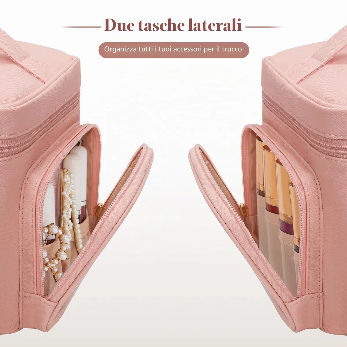 Trousse da viaggio organizer portapennelli rosa per donna