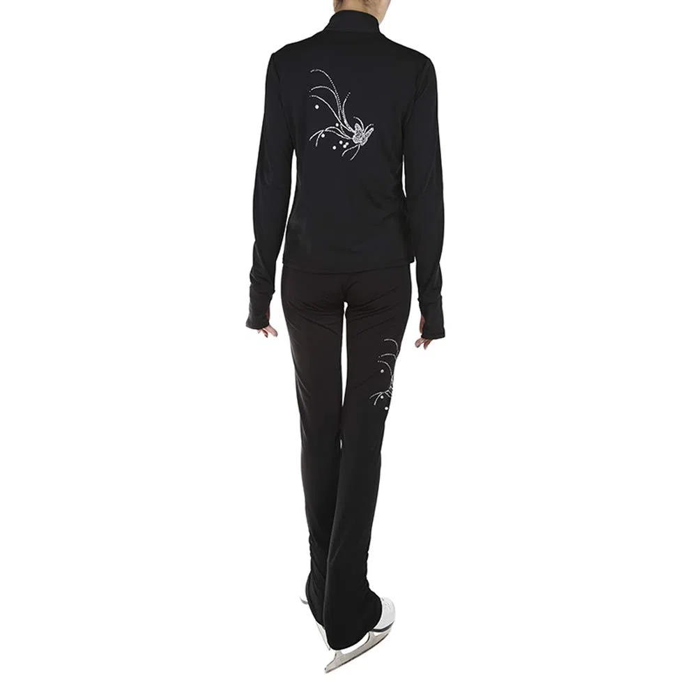 LIUHUO pantaloni di pattinaggio artistico ragazze donne fiori cristalli giacca in lana pantaloni nero