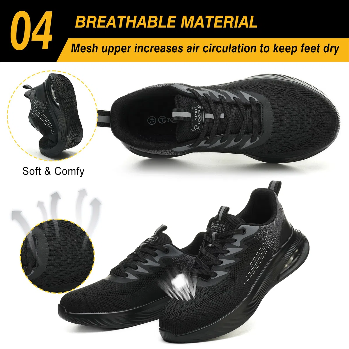 TQGOLD Scarpe Antinfortunistiche Uomo Donna Leggere Scarpe da Lavoro con Punta in Acciaio Antiscivolo Scarpe da Cantiere Scarpe Sicurezza Sportive Traspiranti Gr.36-46 EU