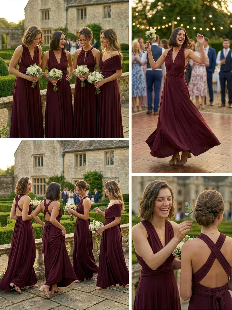 Juvell Abito da Damigella - Abito Infinity Lungo - Abiti da Sera - Top a Fascia Incluso - Vestito Donna Elegante - Boda-Bridesmaid-Baile - 1000