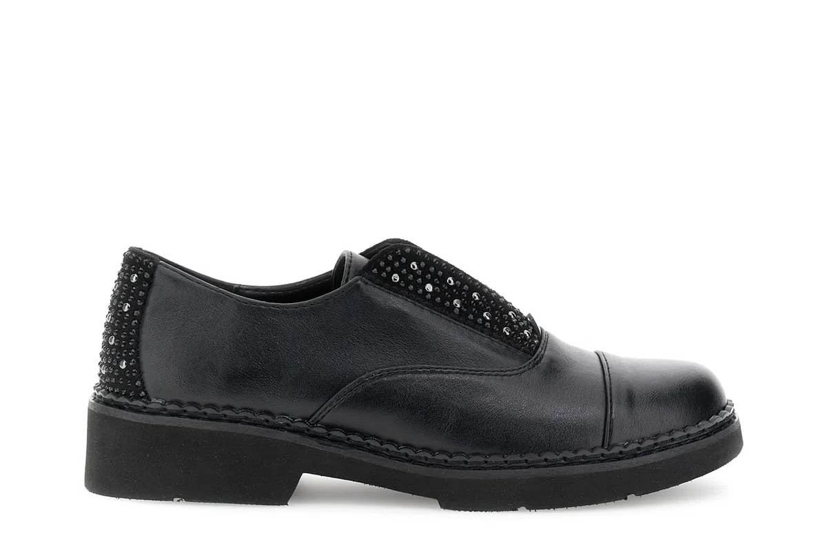 CAFèNOIR - Derby con Inserti di Strass E Borchie, da Donna, Colore Nero