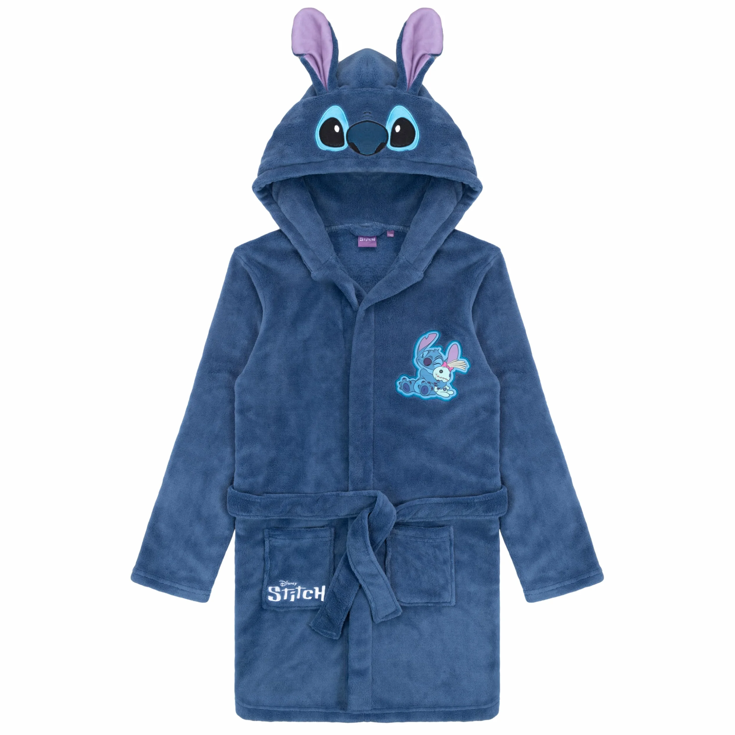 Accappatoio in pile blu con cappuccio per bambine Lilo e Stitch