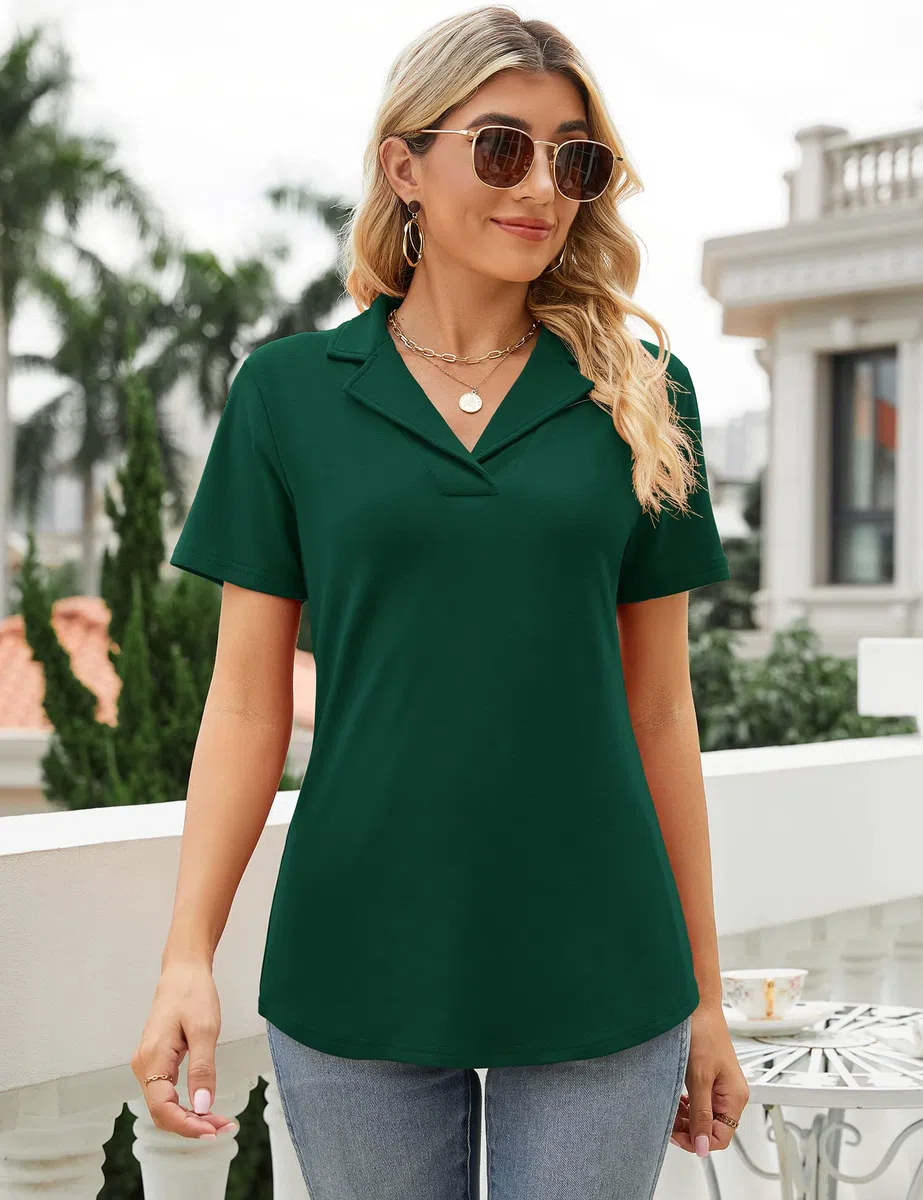 Rapbin Polo da donna con colletto classico con scollo a V a maniche corte top estivi da golf da lavoro polo a tunica camicette 2026