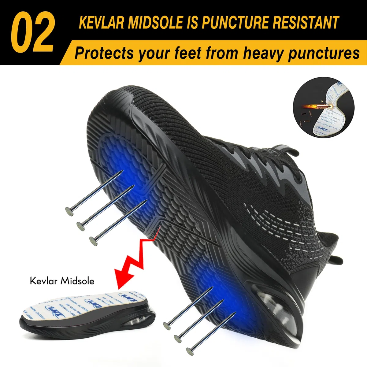 TQGOLD Scarpe Antinfortunistiche Uomo Donna Leggere Scarpe da Lavoro con Punta in Acciaio Antiscivolo Scarpe da Cantiere Scarpe Sicurezza Sportive Traspiranti Gr.36-46 EU