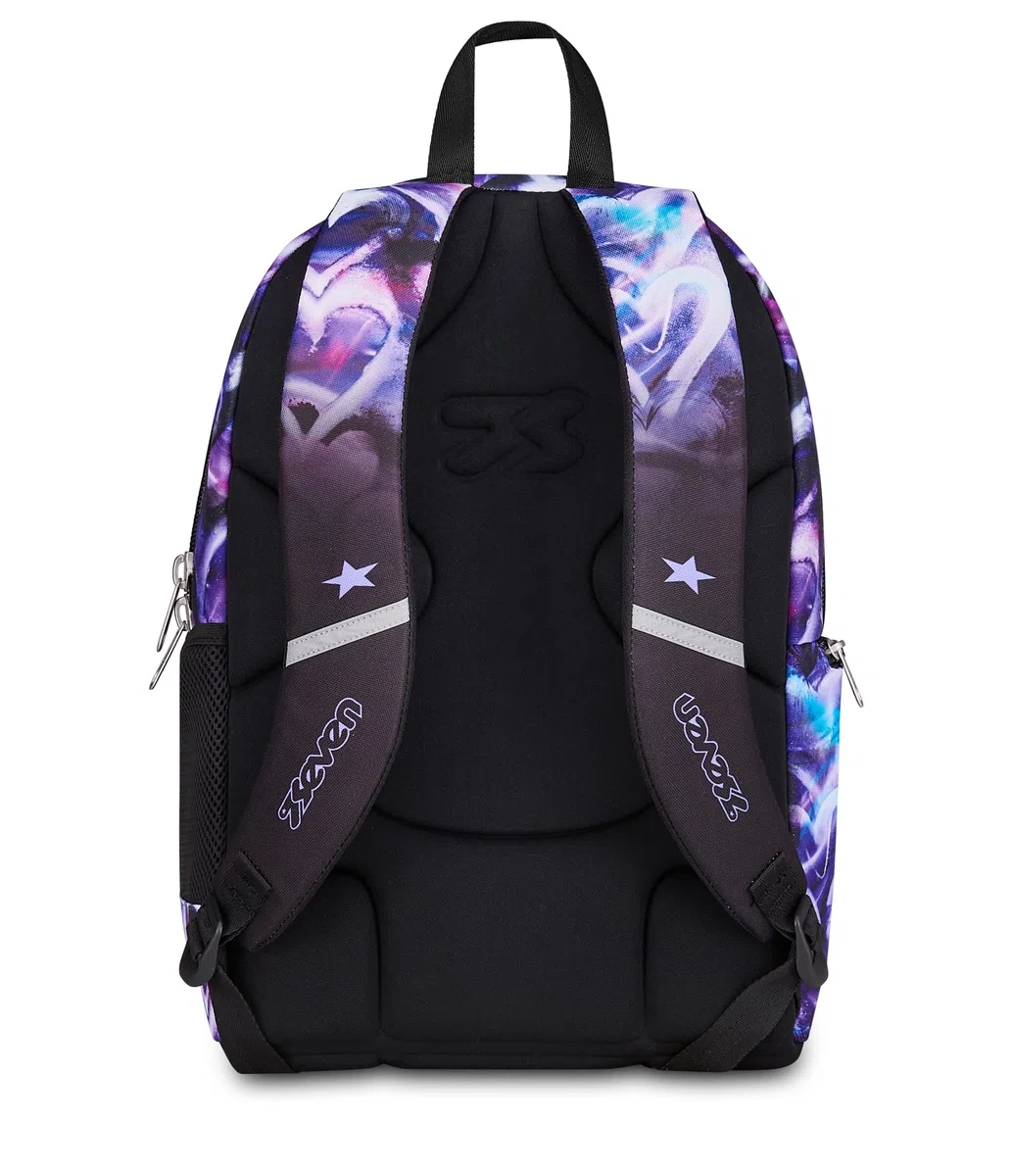 Seven Zaino Scuola Dual LOVEPASS, Doppio Scomparto, Viola, 32 L, Multifunzione, Tasca attrezzata, Tasca laterale porta borraccia, Scomparto porta pc ablet, Scuola media e superiore, Bambina, Ragazza