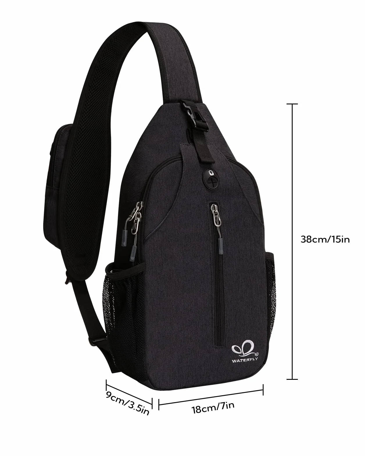 Waterfly Zaino Monospalla Sling Bag: Sportivo Borsello Monospalla Zaini Petto per Trekking Viaggio Lavoro Scuola Borsa Tracolla Monospalla Marsupio Uomo Donna
