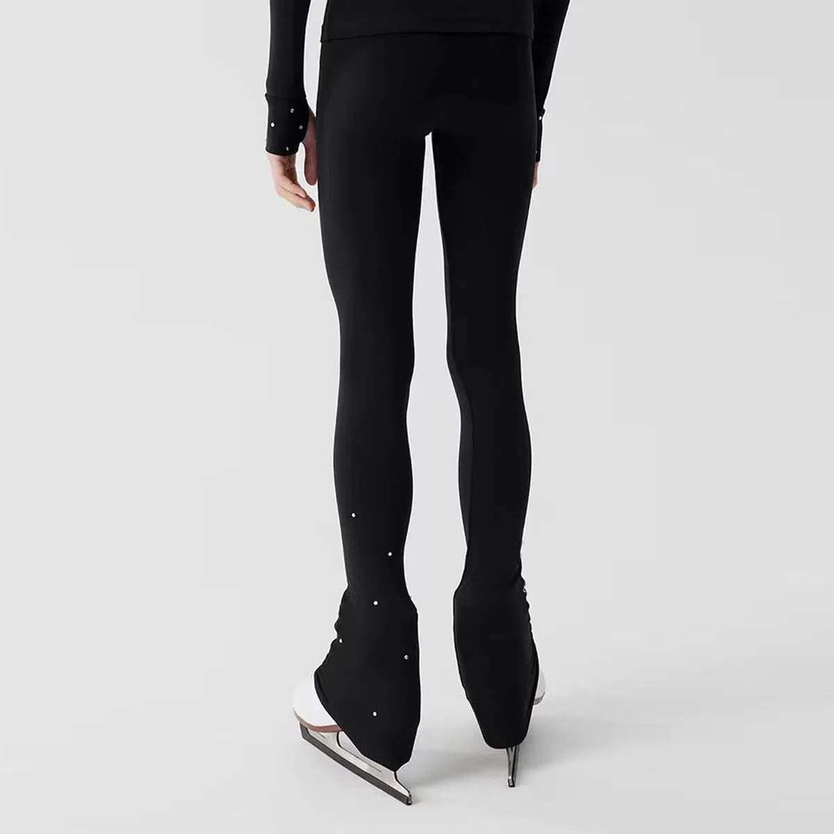 LIUHUO Tuta da pattinaggio artistico, pantaloni, giacche, ragazze, donne, abbigliamento da allenamento comodo, nero