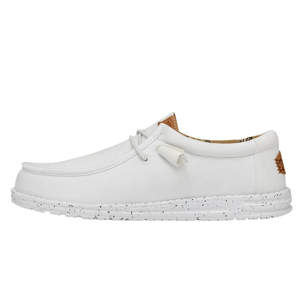 HEYDUDE Men Wally Washed Canvas White Casual Moccasin 41 EU