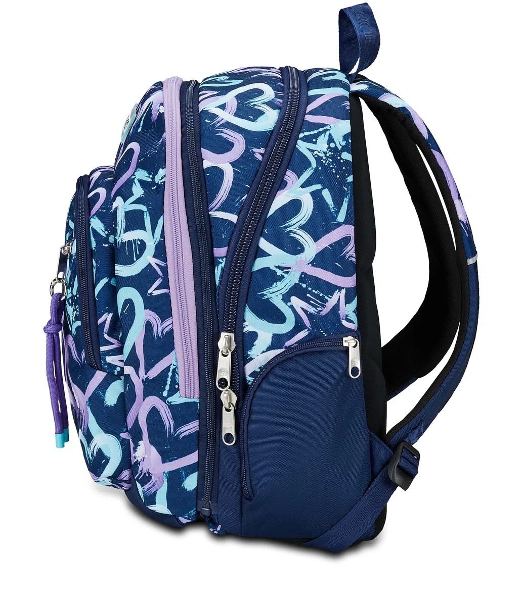 Seven Zaino Scuola Adavanced Detach, Viola Blu, Crystal Purple, Tasca Staccabile Uso Zainetto, Tasca Porta PC, Scuola + Seven Diario 12 Mesi, Nero, Ragazza