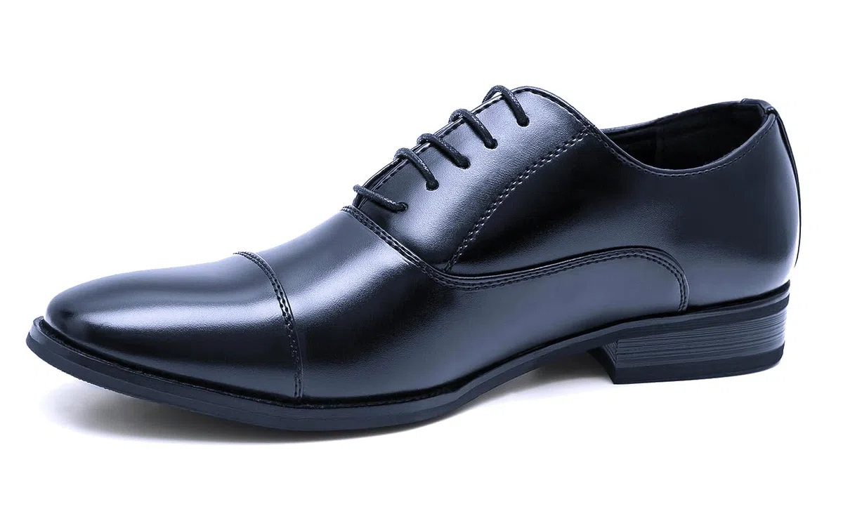Scarpe Uomo Class Blu Scuro Vernice Linea Classica Eleganti Cerimonia