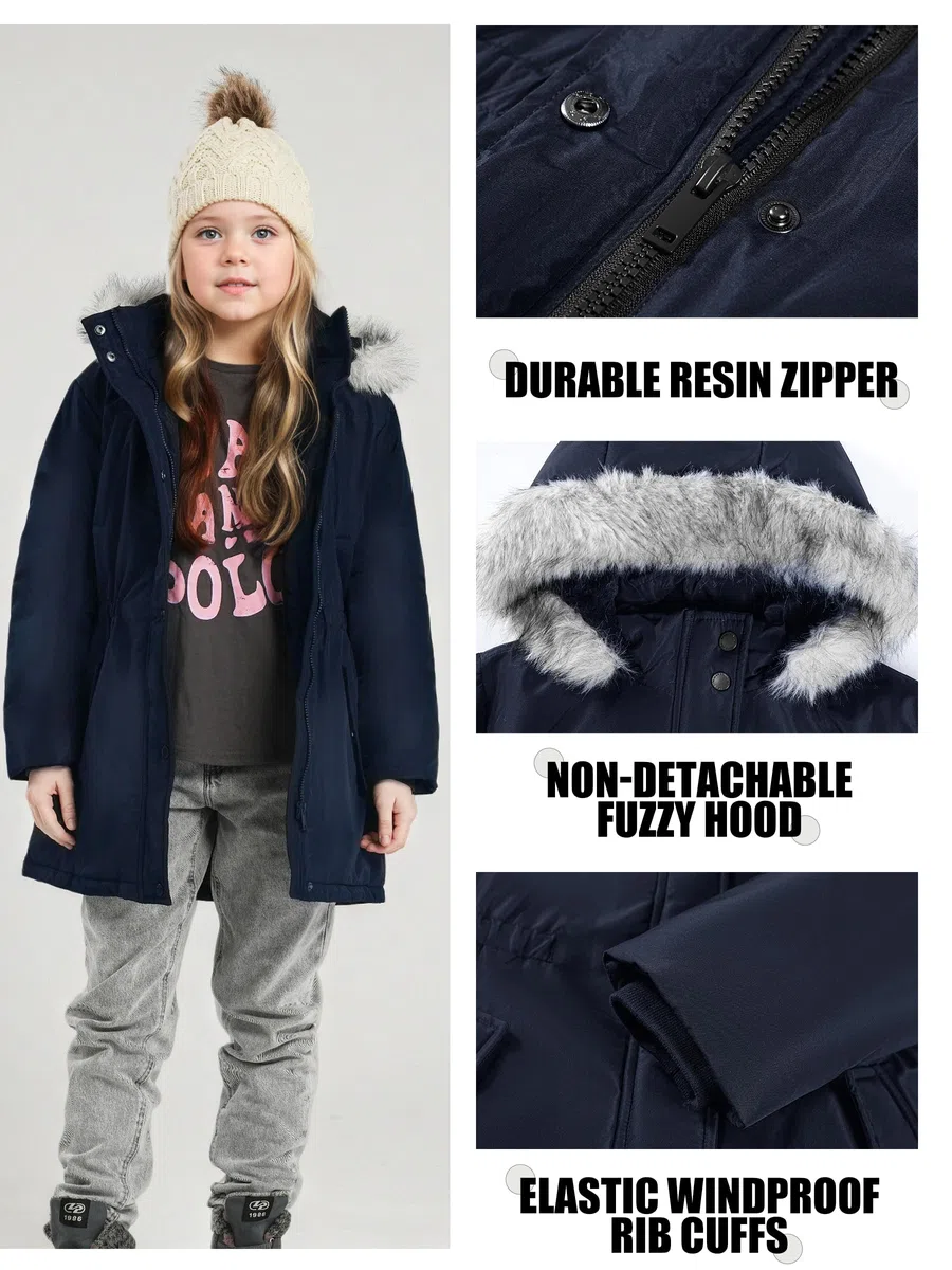 maoo garden Giacca Invernale per Ragazze Parka da Sci Pesante con Cappuccio in Pelliccia e Soprabito Impermeabile per Bambini
