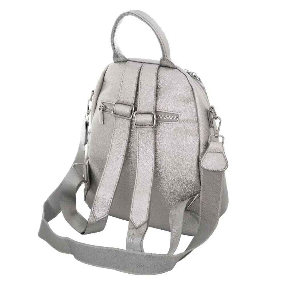 Camomilla Milano Zaino Casual Donna, Similpelle, Collezione Frizzy, Colore Argento