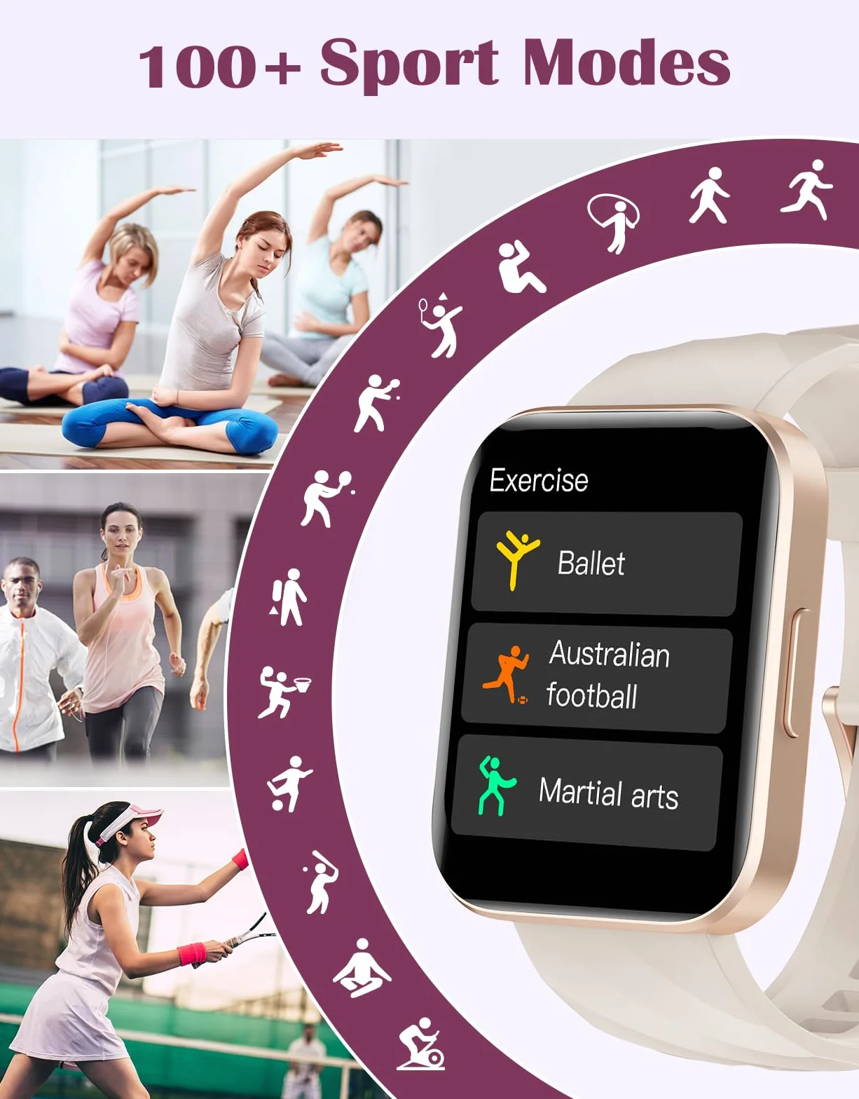 RUIMEN Smartwatch Uomo Donna Chiamate Whatsapp Smart Watch Contapassi Cardiofrequenzimetro Saturimetro Orologio Smart Fitness Sportivo Impermeabile Android iOS