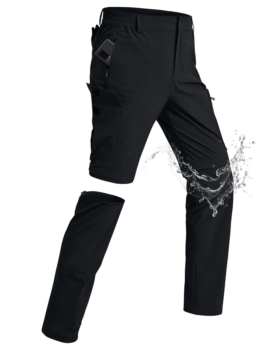 Pantaloni da Trekking Uomo Zip off Pantaloni da Lavoro Leggeri e Rimovibili Pants Trekking Corti e Impermeabili Uomo Asciugatura Rapida Tasche Multiple