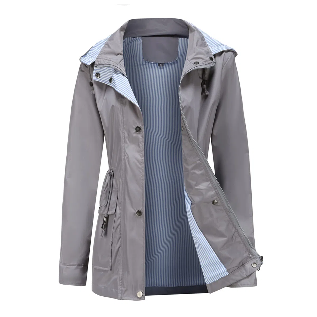 MODFUL Giacca impermeabile a maniche lunghe da donna, giacca a vento impermeabile con cappuccio, leggera, antivento