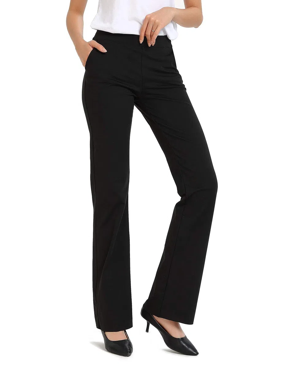 Safort Women Yoga Trousers Bootcut Yoga Pants Tummy Control Mid Waist Dress Work Trousers for Office, Gym, Casual, Jogging, Yoga