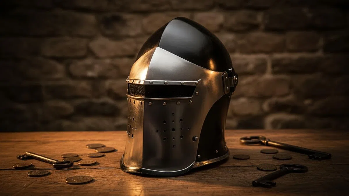 Casco medievale Barbuta Viking Battle Knight | Casco romano con visiera nera, elmo Chevalier Armatura SCA LARP Replica Costume di Halloween con fodera interna