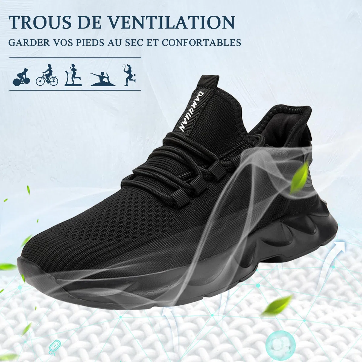 ZGPWZWL Scarpe Donna Sneakers Running Comode Tennis Fitness Palestra Sportive Confortevole Trekking Camminata Scarpe,Nero,39 EU