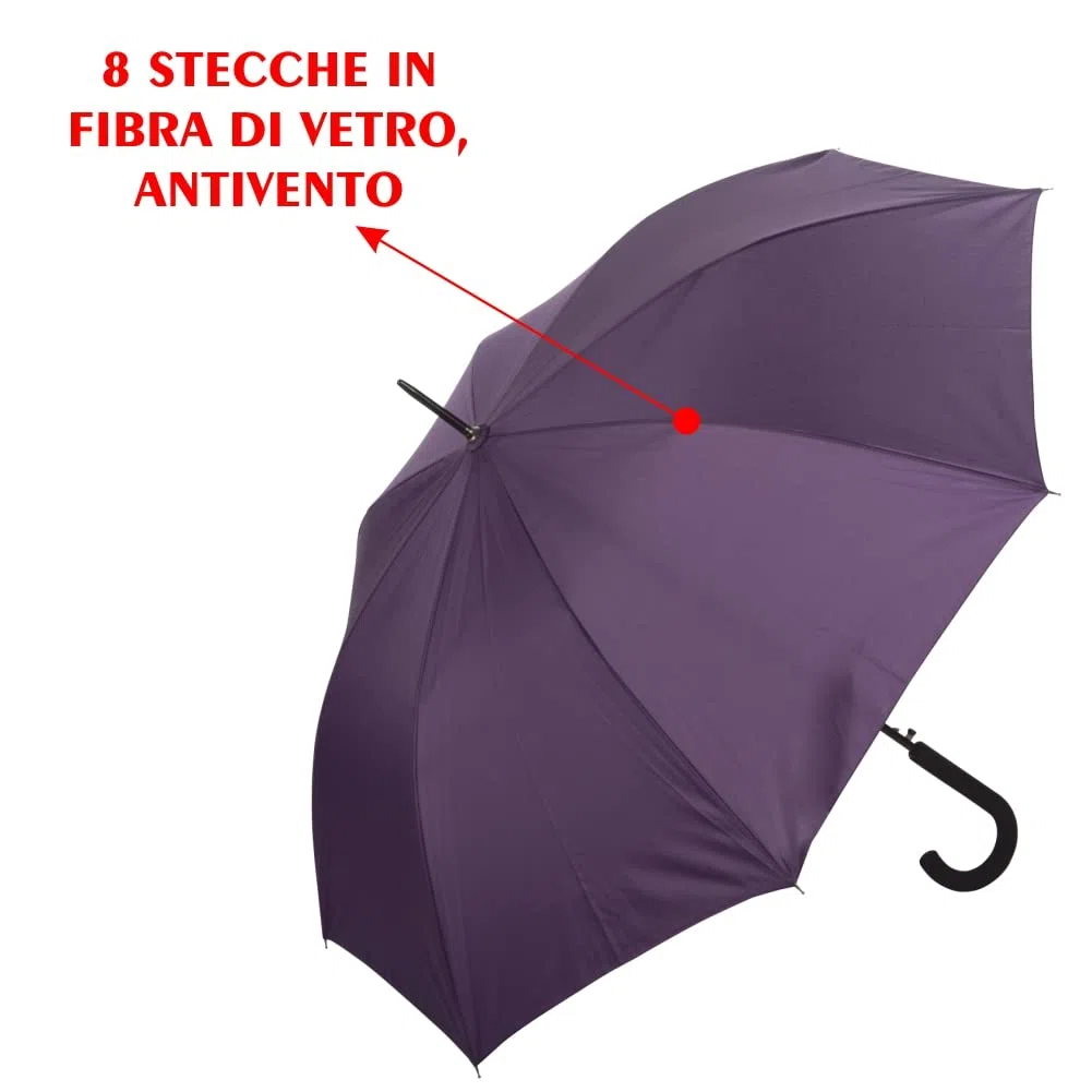 PraTiKo Life 4 Pezzi Ombrello Grande Automatico, Stecche in Fibra di vetro, Resistente al vento, Manico in Gomma, colori assortiti