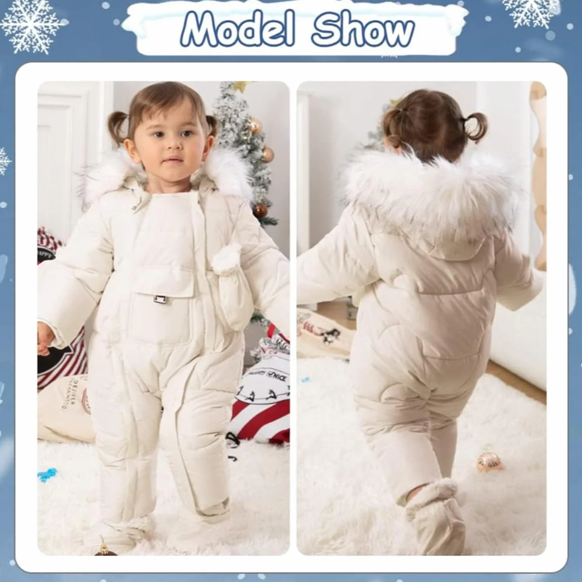 Tuta da Neve per Bambino Inverno con Guanti e Scarpe Bimbo Pagliaccetto da Neve Invernale con Cappuccio Tutina Caldo Trapuntato con Cotone