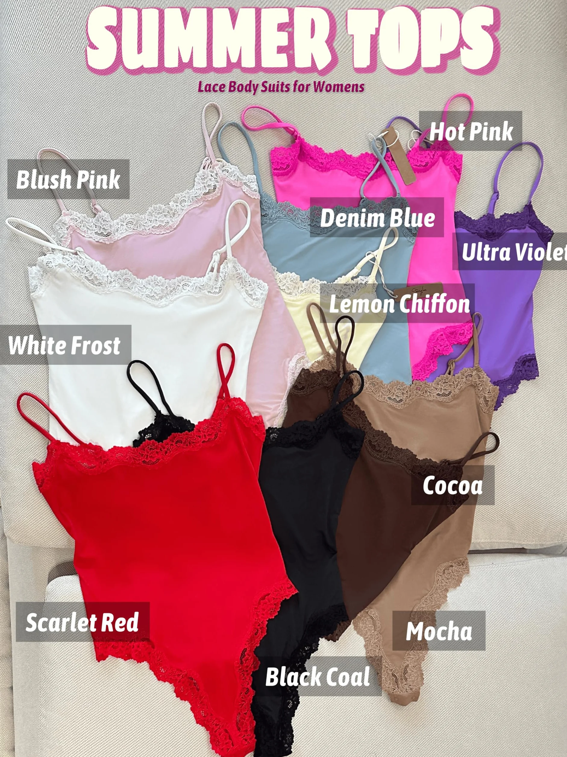 Starrylion Body in pizzo con scollo quadrato top da donna senza maniche con spalline sottili canotta body per donna tuta sexy