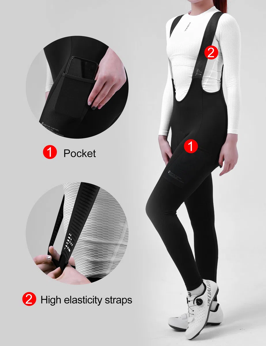 INBIKE Pantaloni Ciclismo Donna Invernali di Pile Pantaloni Ciclista Donna con Tasche Pantaloni Bici Termici Professionale 3D Gel Imbottito Calzamaglie Sportivi Leggings Lunghi Aderente