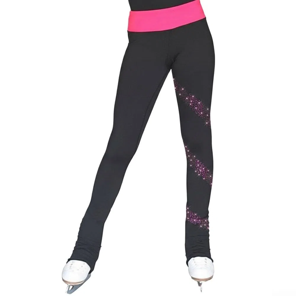 Pantaloni da allenamento per pattinaggio artistico, foderati in pile, impermeabili, elasticizzati, adatti alla pelle, per bambini e adulti, taglie XXXS-XXXL
