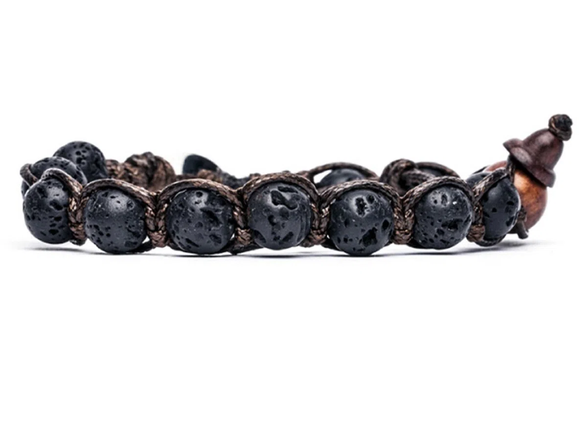 Tamashii Bracciale tibetano buddista in lava nera