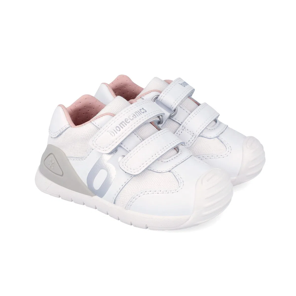 Biomecanics Scarpe Primo Passo Bambina 262121 Bianco Argento con Certificazione Pediatrica, Doppio Strappo,Ergonomica