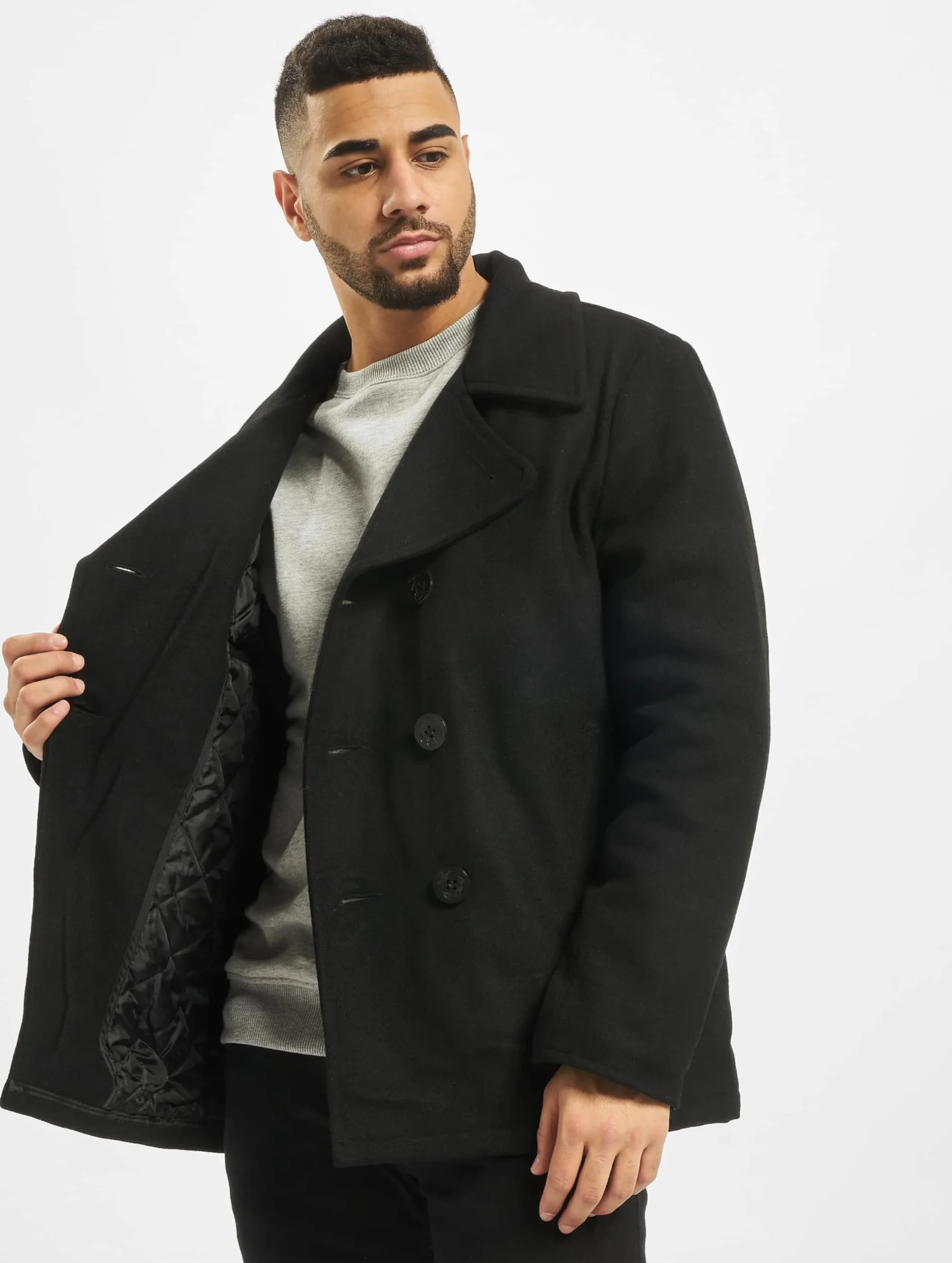 Brandit Pea Coat Uomo Giacca in stile uniforme nero Regular