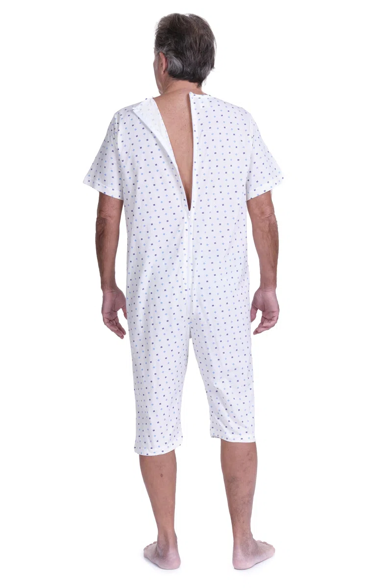 FERRUCCI COMFORT Pigiama Sanitario in Cotone con Zip su Dorso - Unisex - Maniche Corte e Pantalone Corto - 9012/5 - Adatto agli Anziani - Antimanipolazione