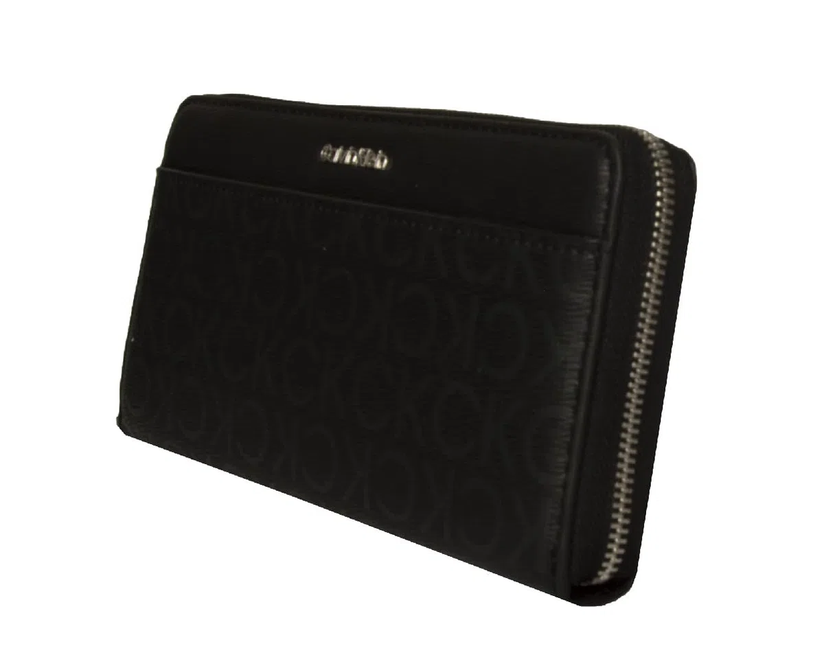 Calvin Klein CK Must Zip Around Wallet With Pocket Epi Mon Black Mono