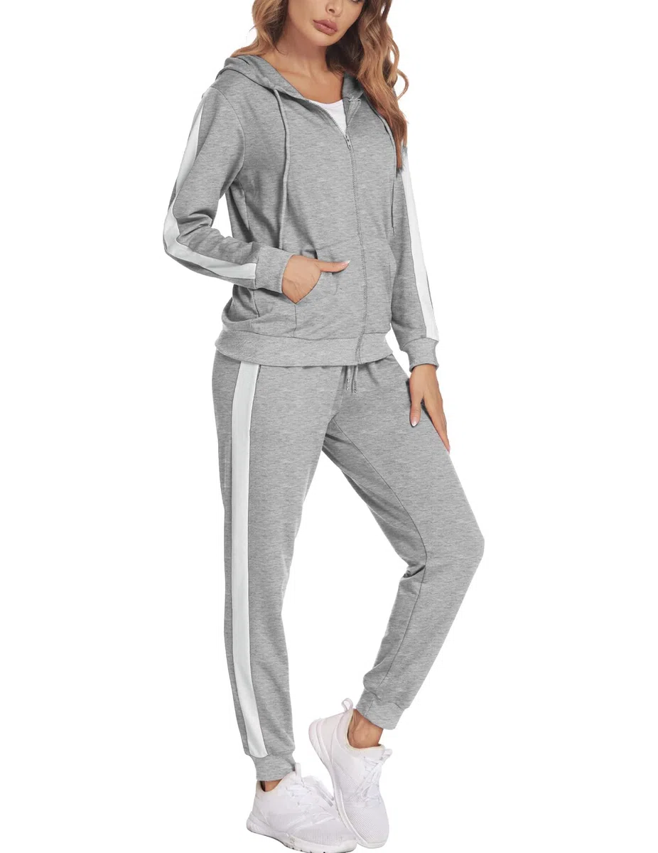 Parabler Tuta da donna Sportiva 2 pezzi Completo da jogging Giacca con cappuccio e Pantaloni Primavera Estate Autunno
