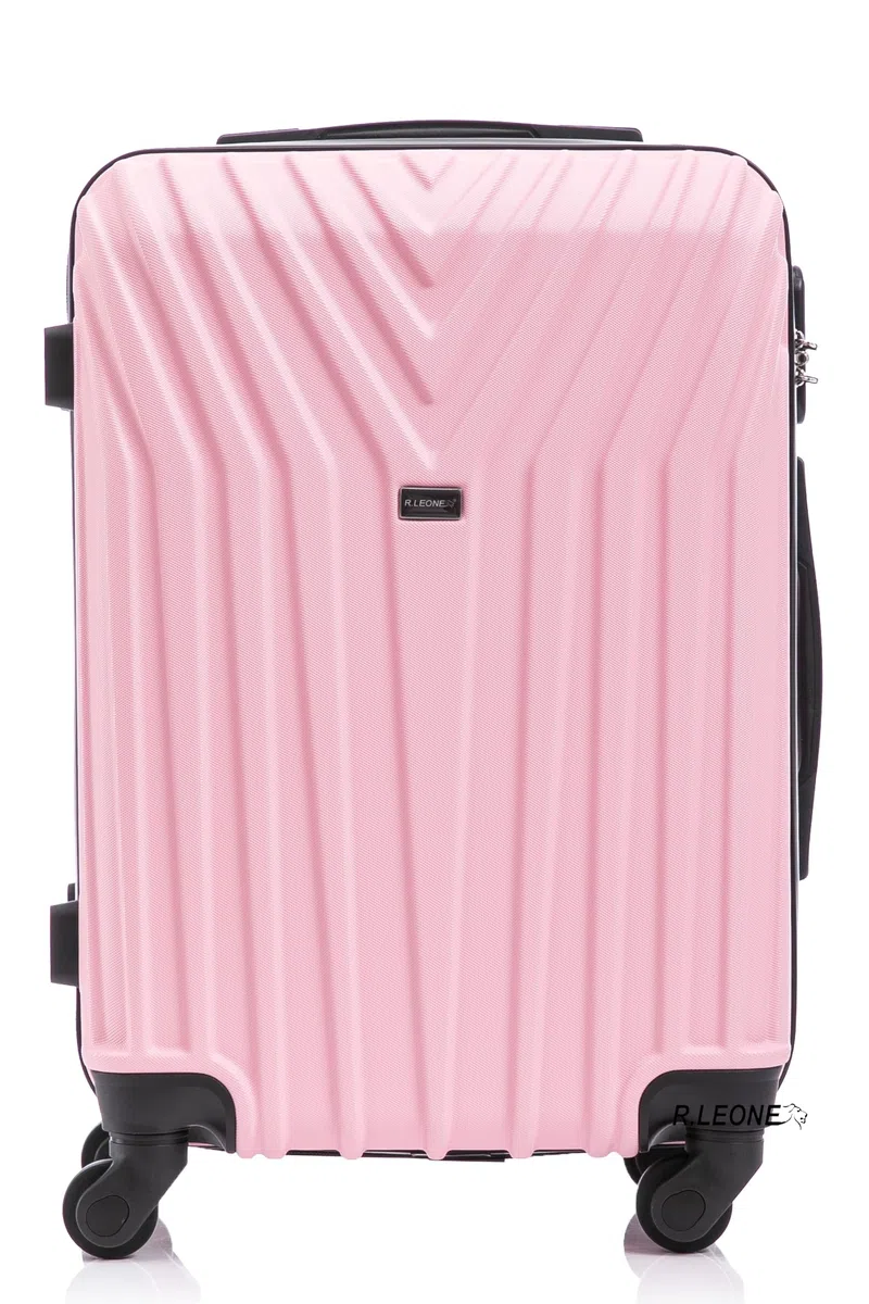 R.Leone Valigia da 1 Fino a Set 4 Trolley Rigido grande, medio, bagaglio a mano e bagaglio EasyJet 45X36X20cm 4 ruote in ABS 9002 (Rosa Pastello, L Misura Grande)
