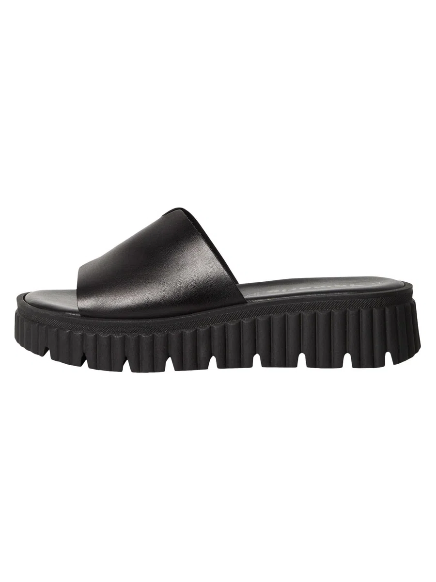 Tamaris Donna pantolette con tacco a zeppa in pelle nero 40 EU