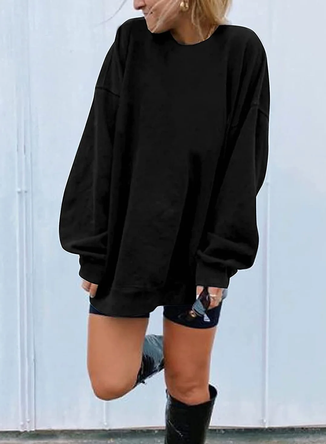 Felpa da donna Los Angeles, maglione oversize, a maniche lunghe, scollo rotondo, basic largo, senza cappuccio, per adolescenti, ragazze, vintage, maglietta