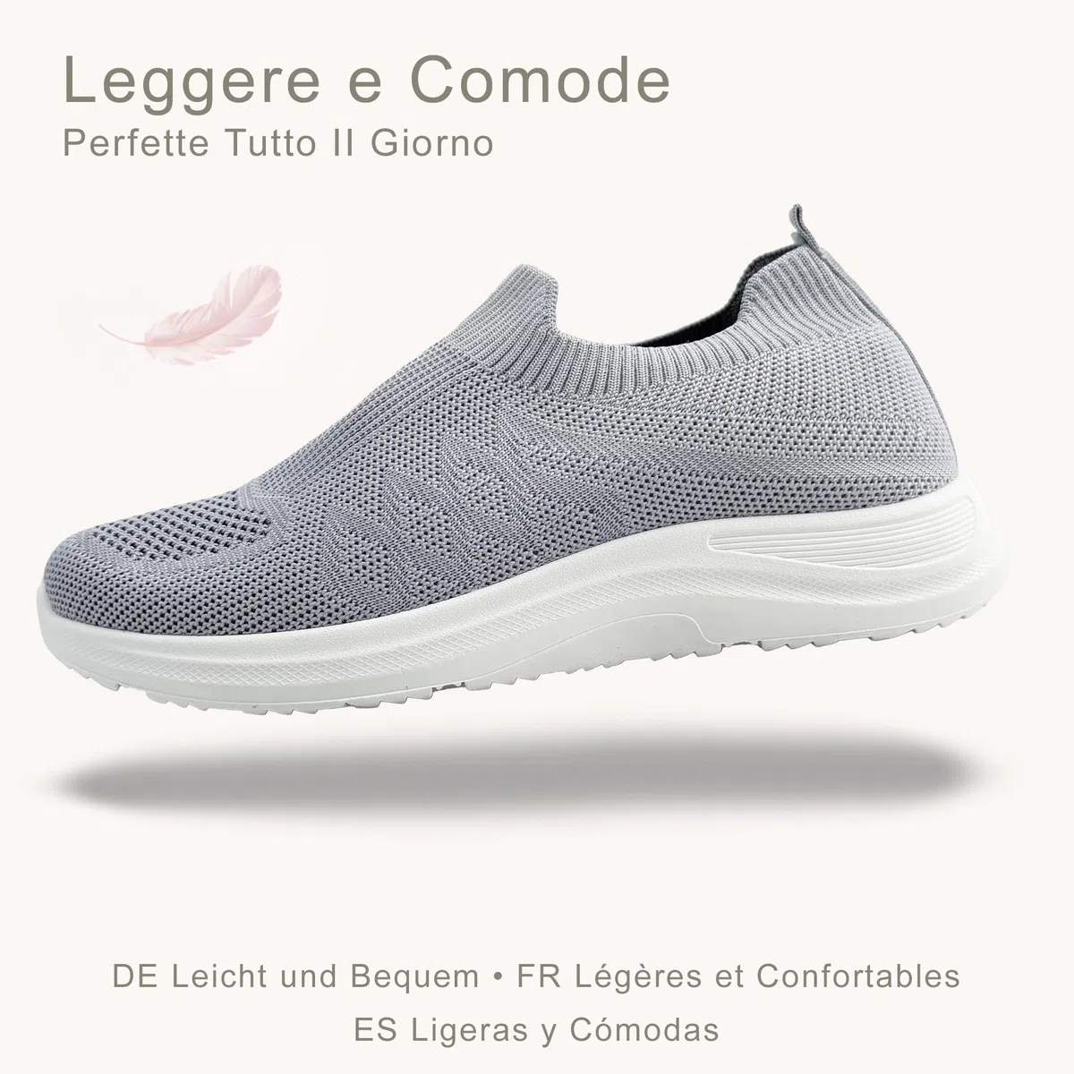 JOMIX Scarpe Slip On Donna Traspiranti in Maglia Elasticizzata Sneakers Casual Senza Lacci per Camminare Tempo Libero Viaggio Lavoro Leggere con Soletta Memoria Morbida Comoda