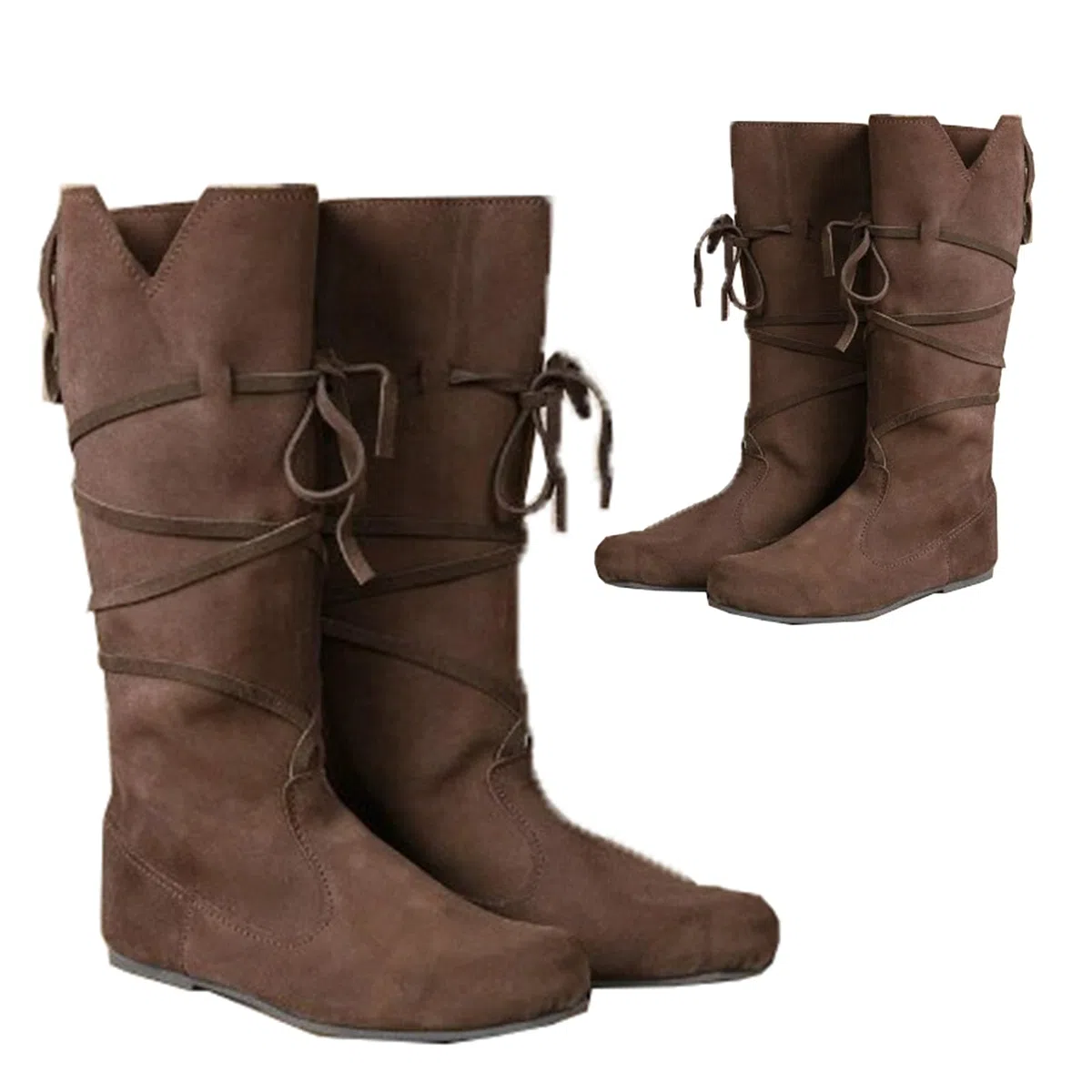 Stivali in Pelle PU - Tacco Basso Mid Tube Knights Boots - Stivali rinascimentali medievali Cosplay Cosplay Festa di Carnevale