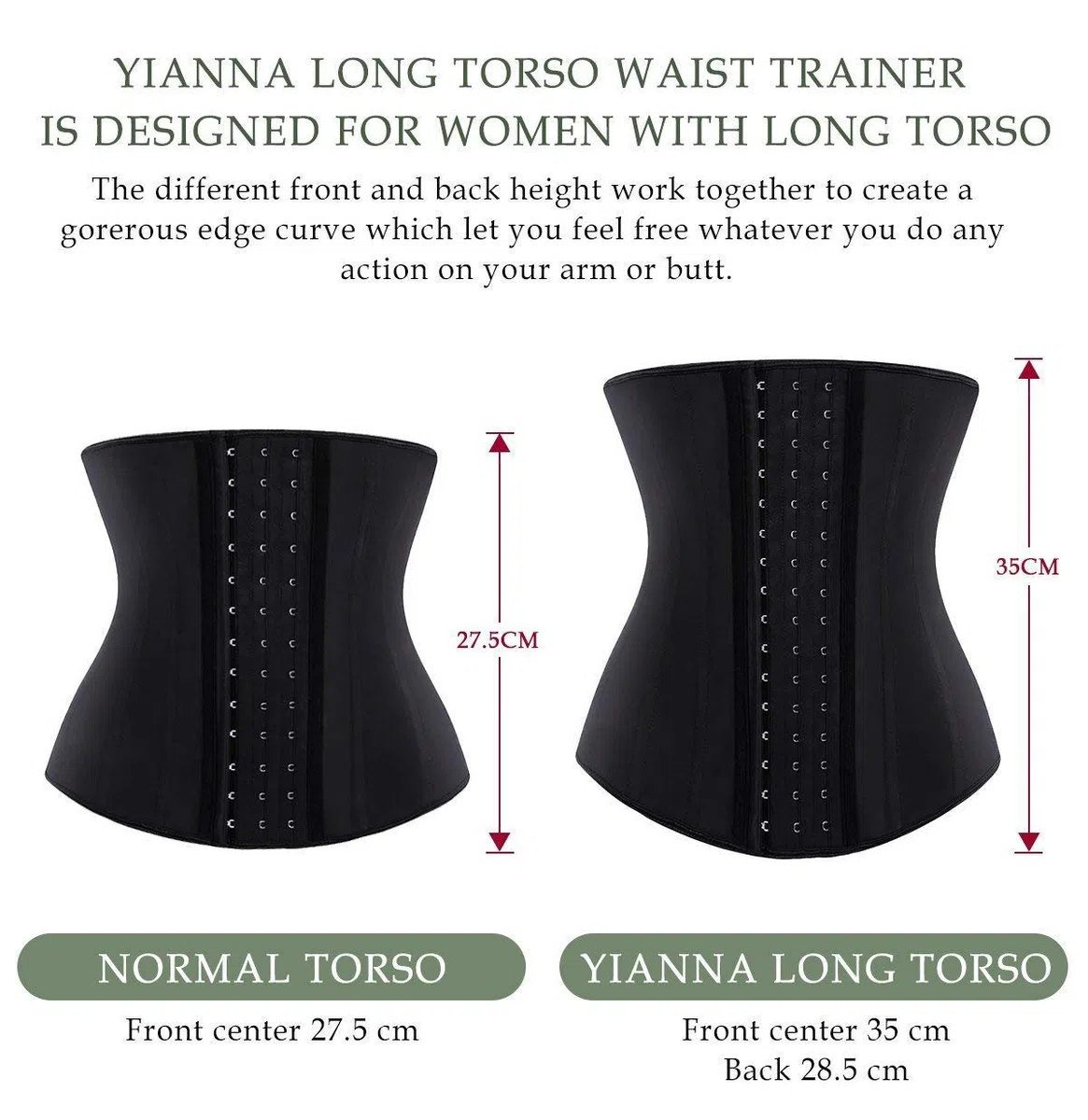 YIANNA Donna Corsetto Dimagrante Torso Lungo Bustino Modellante Stringivita Corpetto Latex Waist Trainer