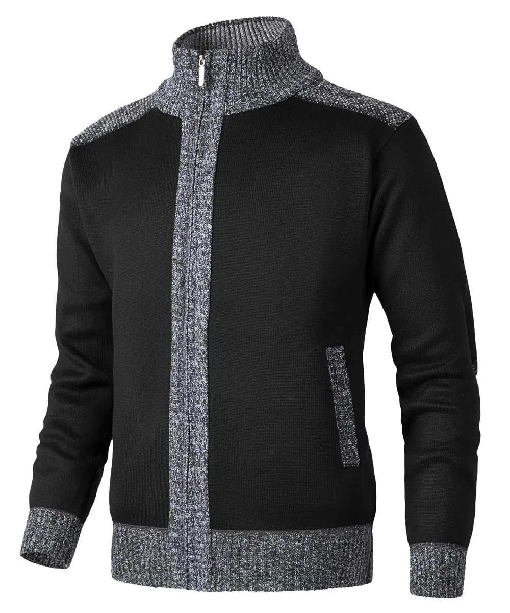 Cardigan da Uomo Lavorato a Maglia con Cerniera Intera Giacca Stand Collare Classico Felpa Manica Lunga Giacca Pullover con Zip Invernale