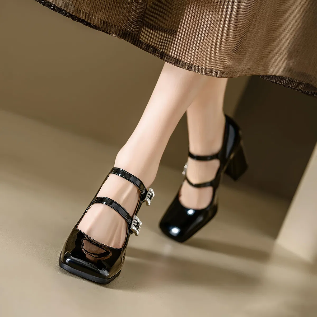 Donna Tacco a Blocco Mary Jane Dp820 High Heel, Numero 32-46
