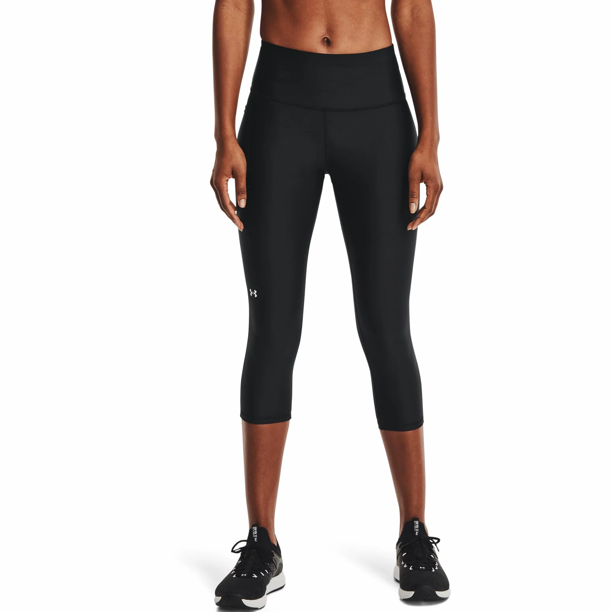 Under Armour - HeatGear Armour - Fascia Alta Antiscivolo con Tasche Capri, Leggings Donna